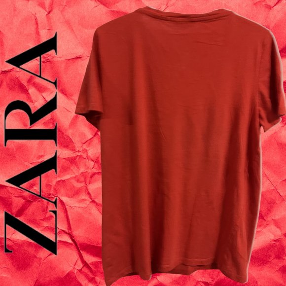 ZARA Red V neck Tee Size XL - Picture 3 of 4